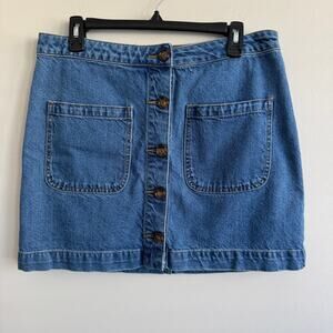 Free People We the Free Button Front Pocket Denim Mini Skirt 31